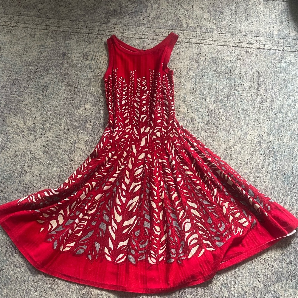 Nic+Zoe Twirl Knit Dress Red Sz PP